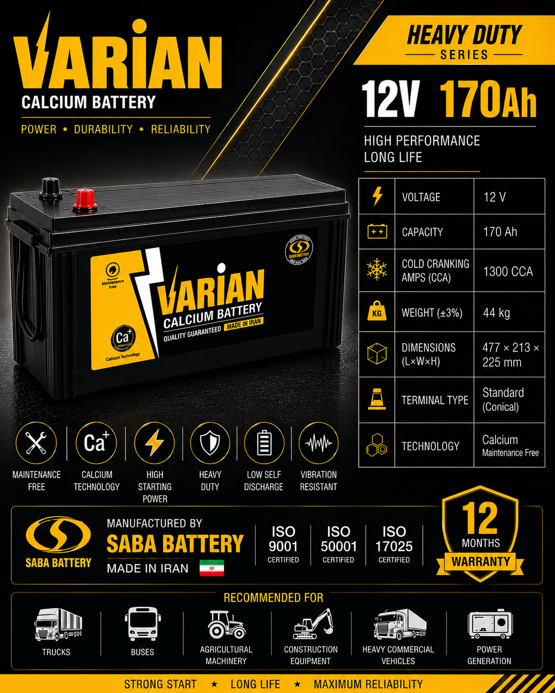 Varian 12v-170 a/h