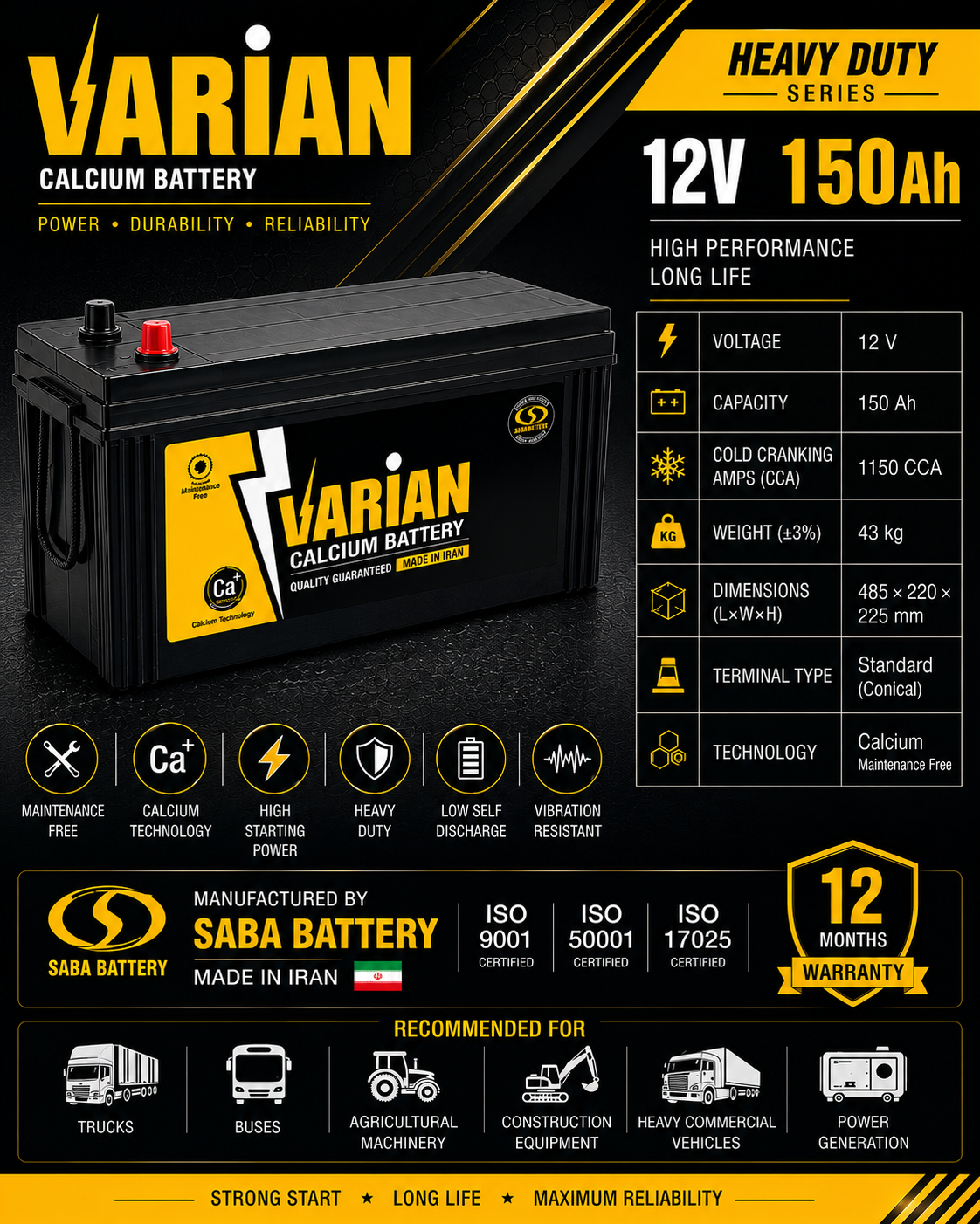Varian 12v-150 a/h
