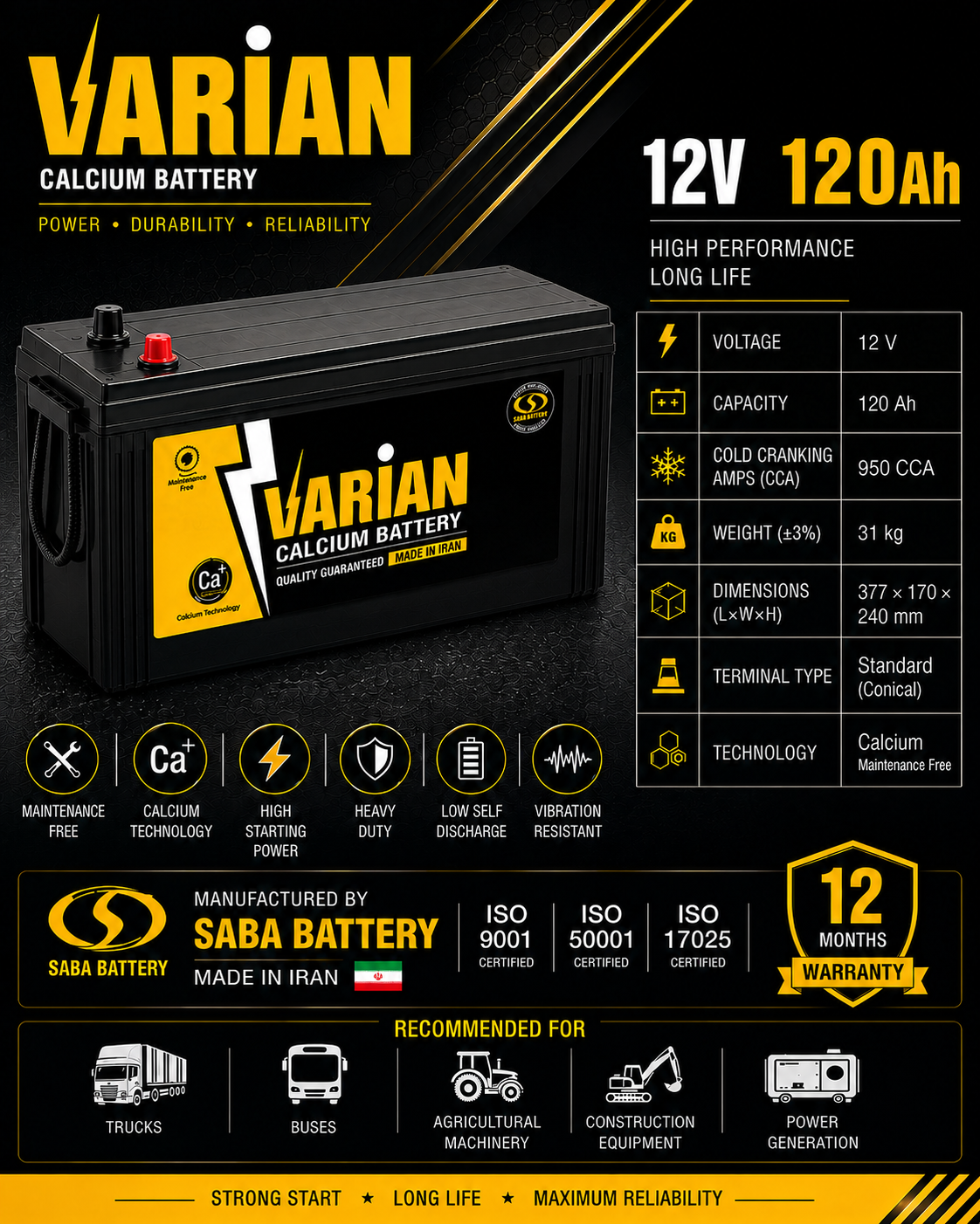 Varian 12v-120 a/h