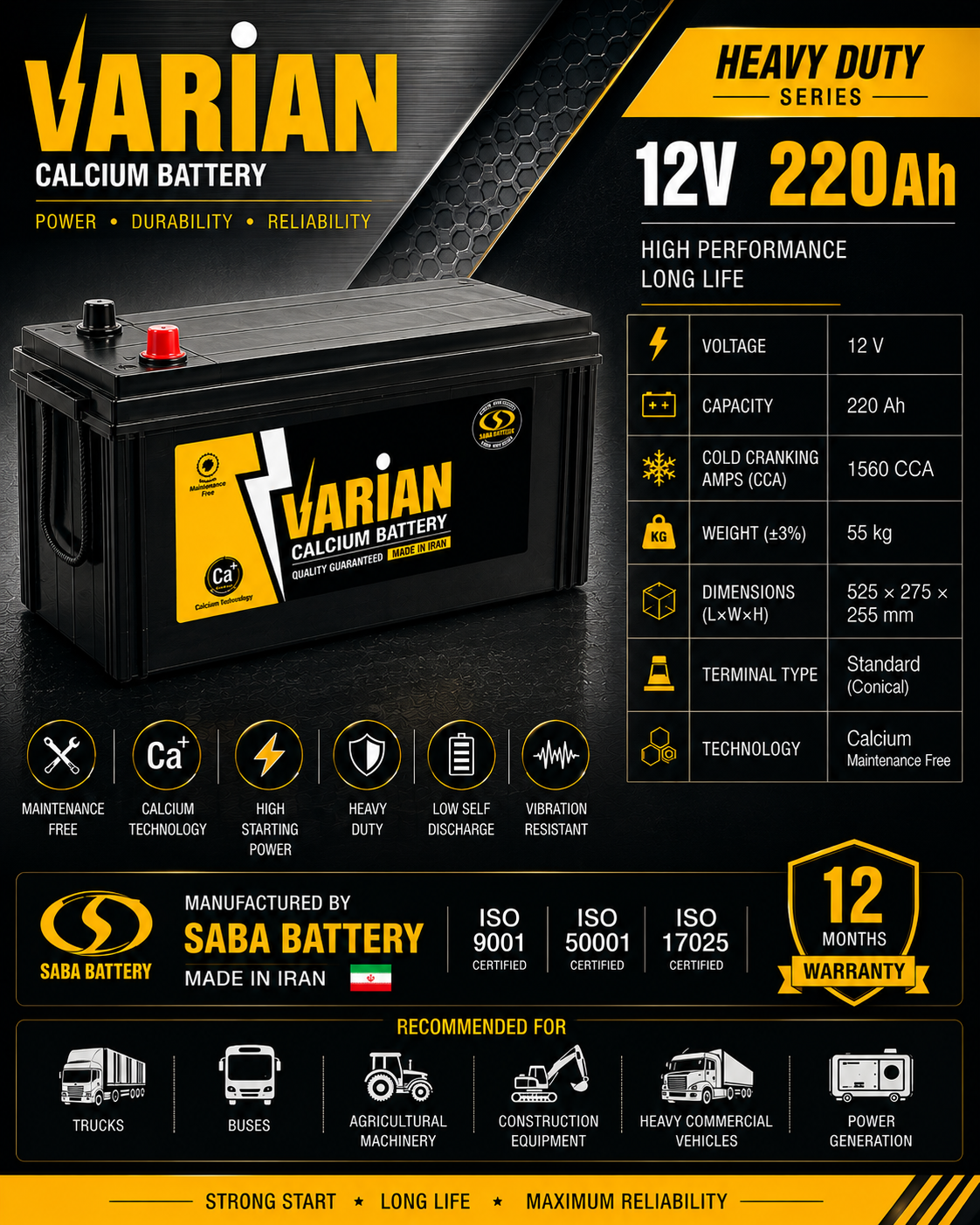 Varian 12v-220 a/h