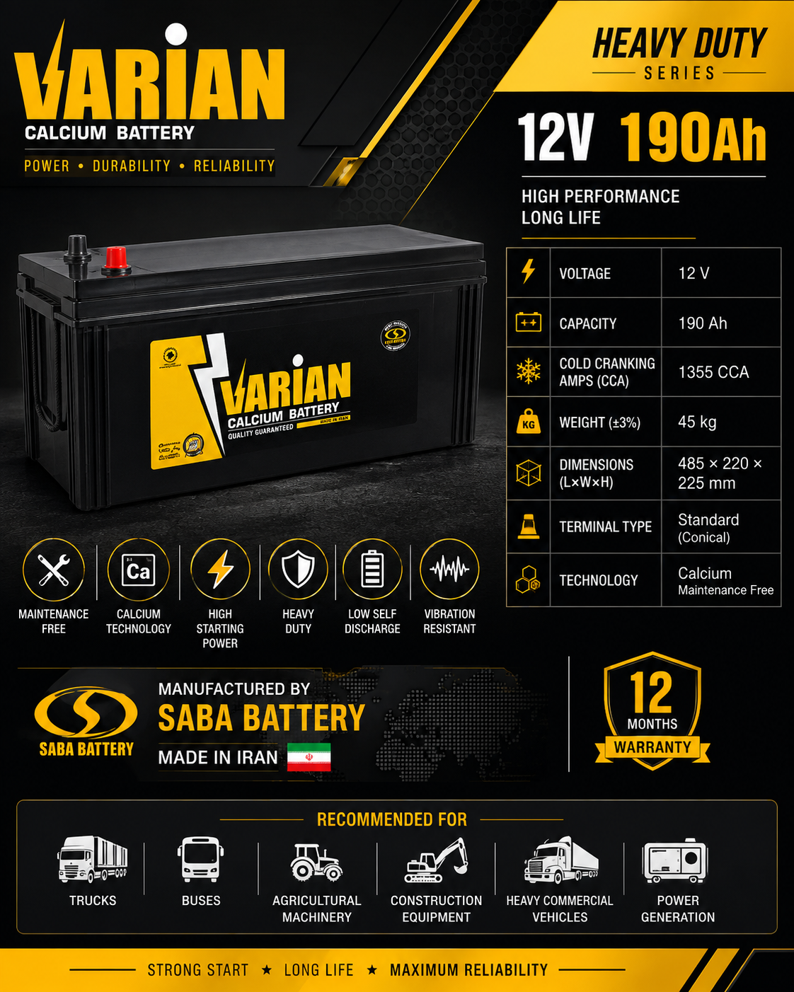 Varian 12v-190 a/h